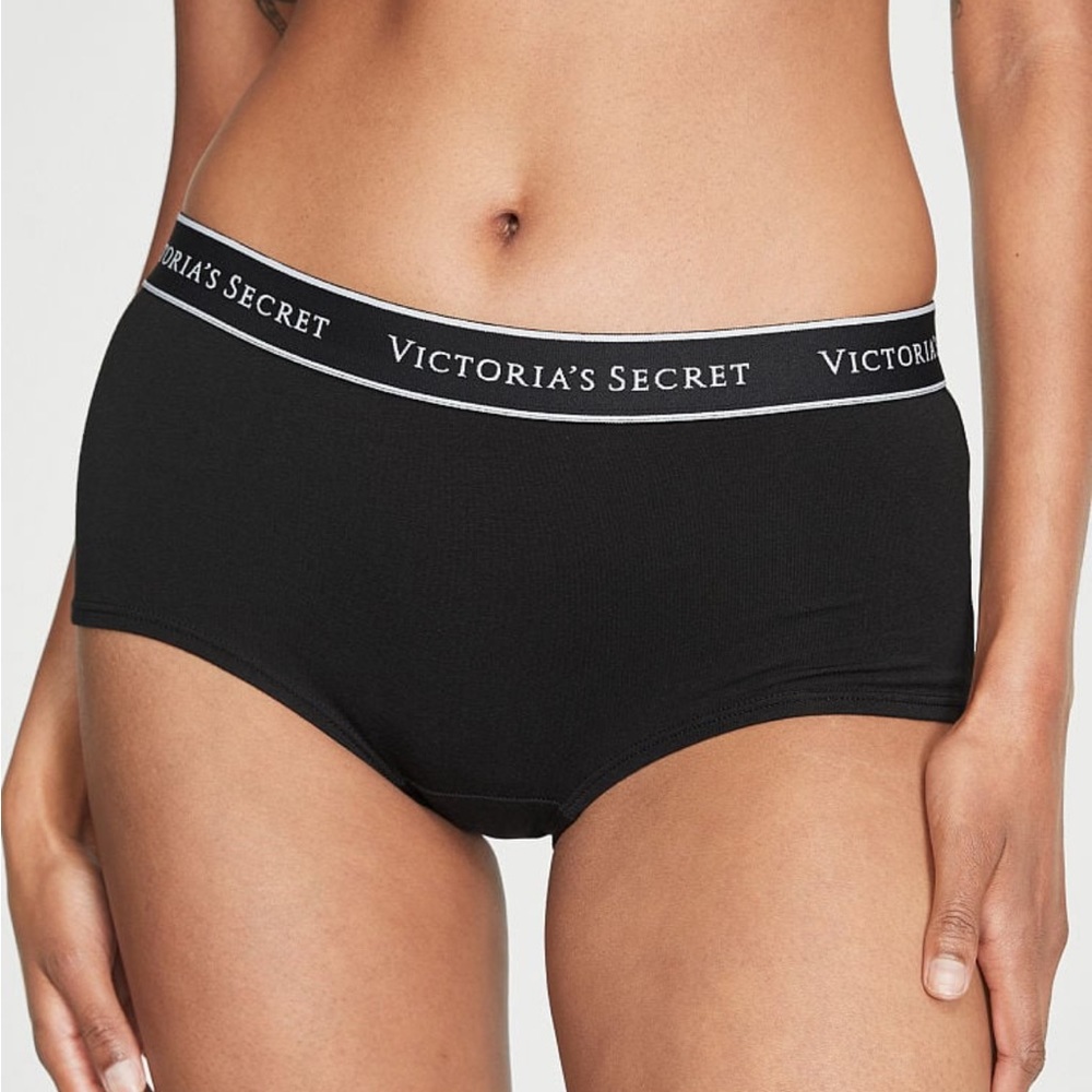 VICTORIA'S SECRET Logo Cotton Boyshort Panty XL Black